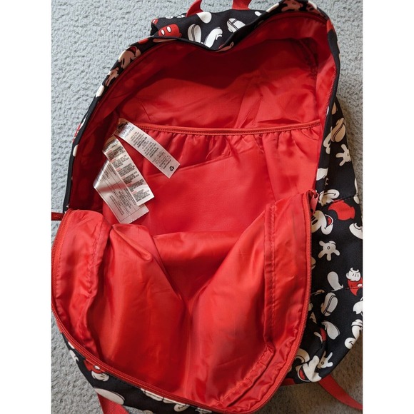 Disney Store Mickey Mouse Backpack All Over Print Black Red‎ White Adult School - Picture 5 of 11